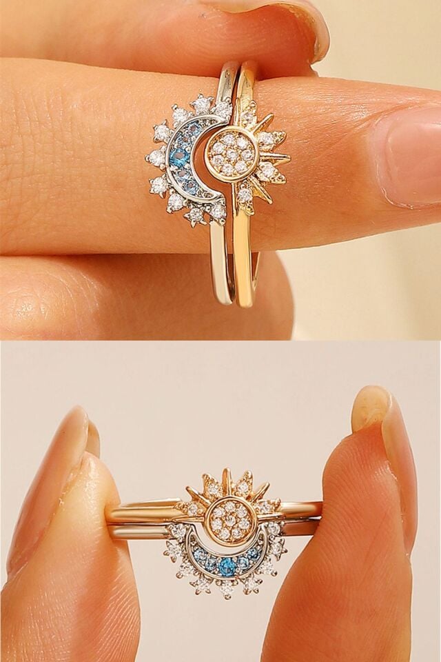 Sevgili Arkadaş Yüzüğü Ay ve Güneş