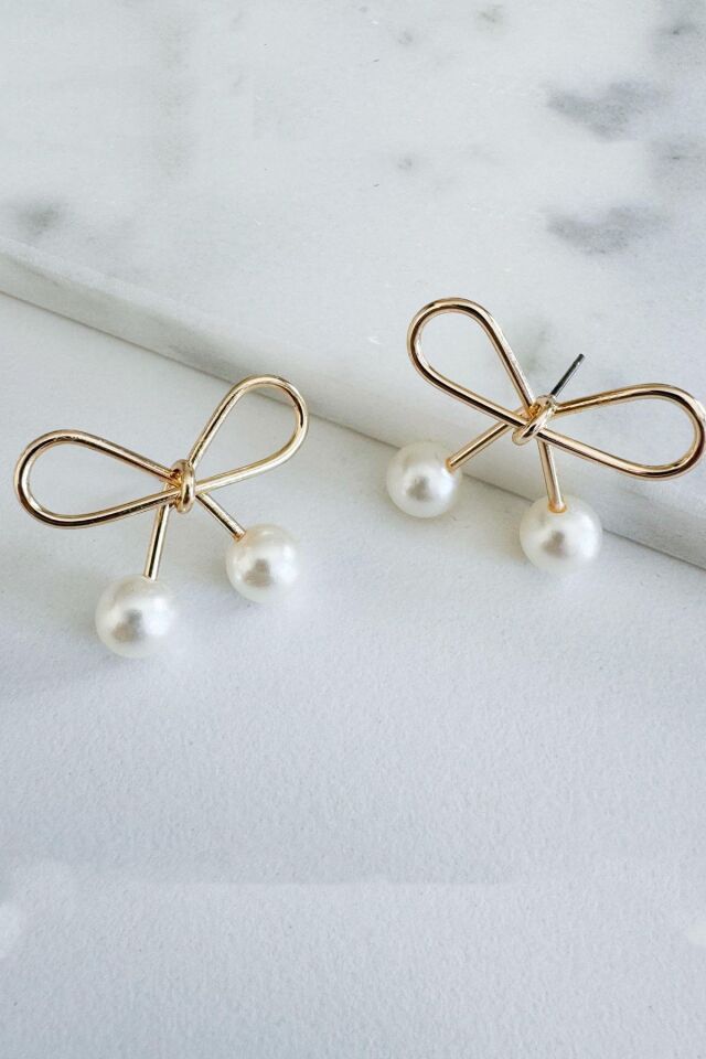 Altın Kaplama İncili Fiyonk Küpe