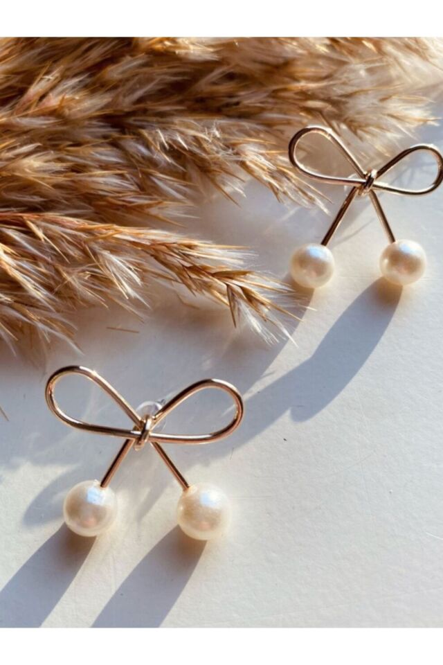 Altın Kaplama İncili Fiyonk Küpe