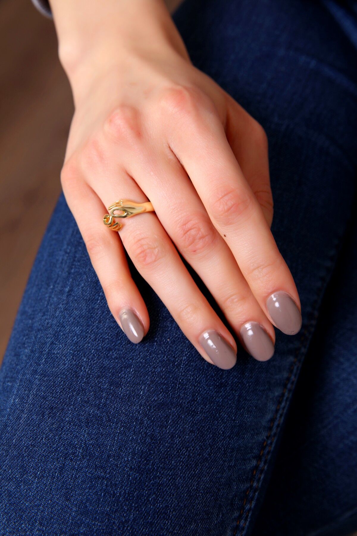 Gold Renk Çift El Sonsuzluk Yüzügü