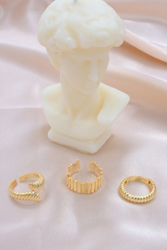 3 ' Lü Burgu Yüzük Seti - (altın Kaplama Ayarlanabilir )