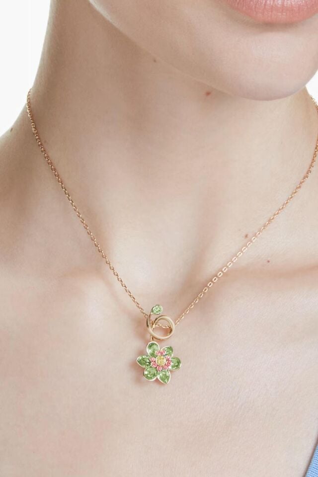 Idyllia Kolye Yeşil Çiçek Çelik Kolye