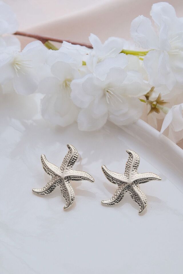 Silver Kıvrık Deniz Yıldızı Küpe