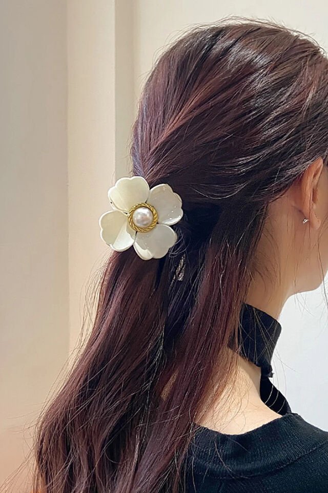 Renk İncili Çiçek Mandal Toka