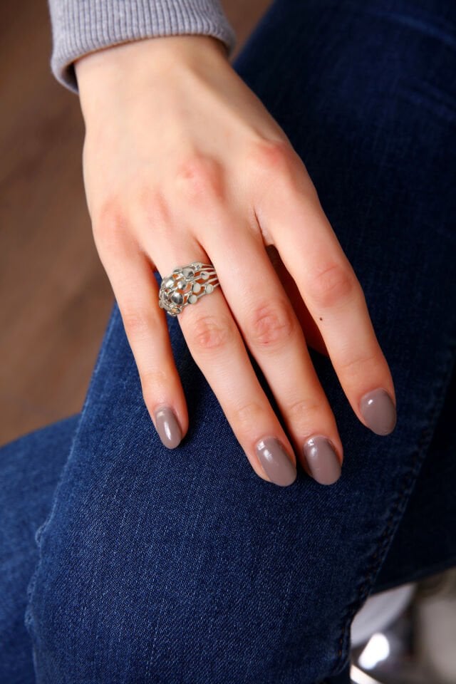 Kadın Gold Basık Bubble Yüzük