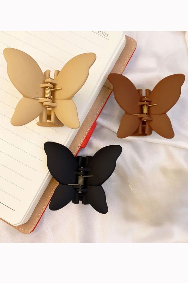 Kadın 3'lü Kahverengi Siyah Kelebek Toka Seti