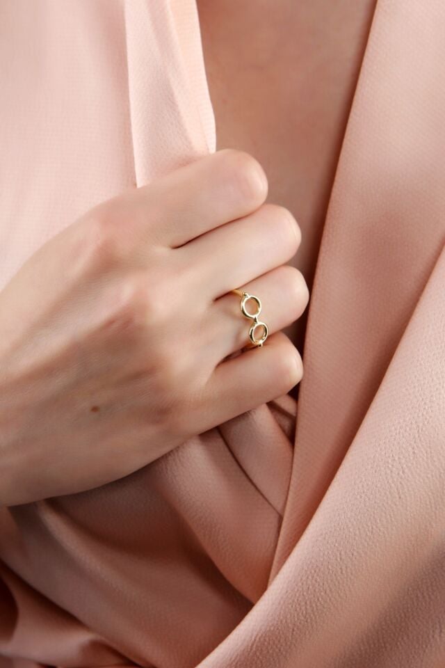 Kadın Altın Kaplama Gözlük Şekilli Yüzük