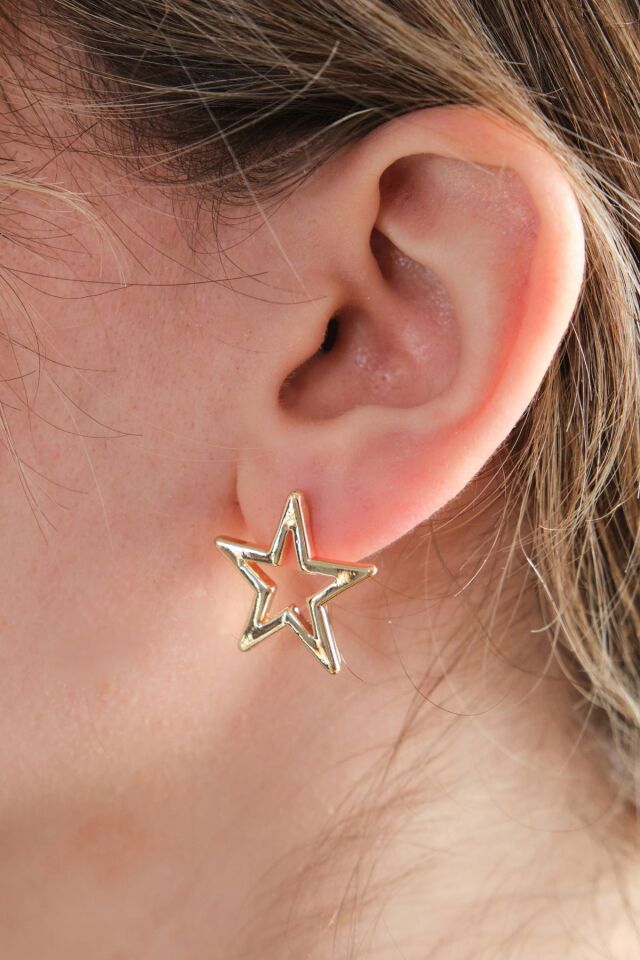 Gold İnce Yıldız Küpe