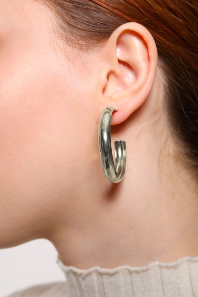 Gümüş Kaplama 2'li Parlak İnce Halka Küpe