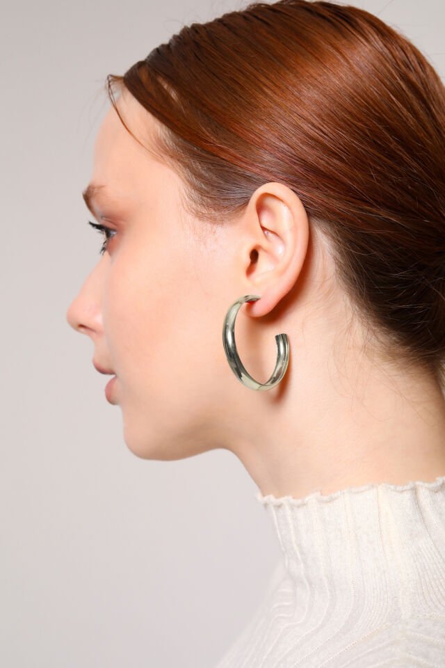 Gümüş Kaplama 2'li Parlak İnce Halka Küpe