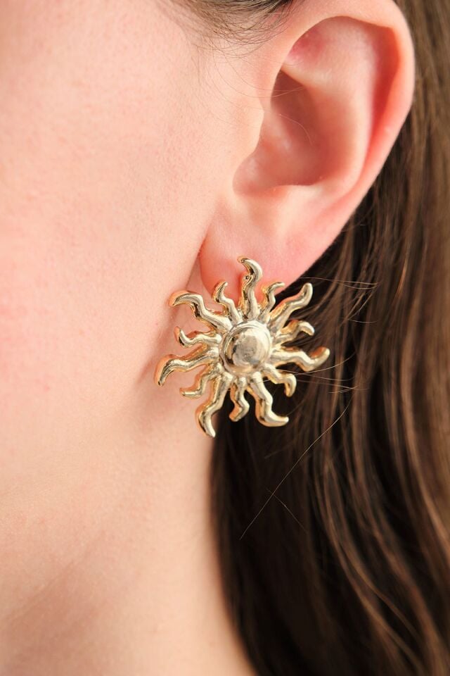 Gold Büyük Güneş Küpe