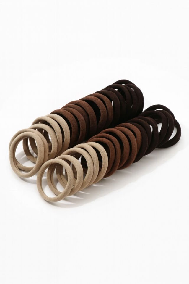Kadın Büyük Boy Kahverengi Tonlar 50'li Lastik Toka Seti