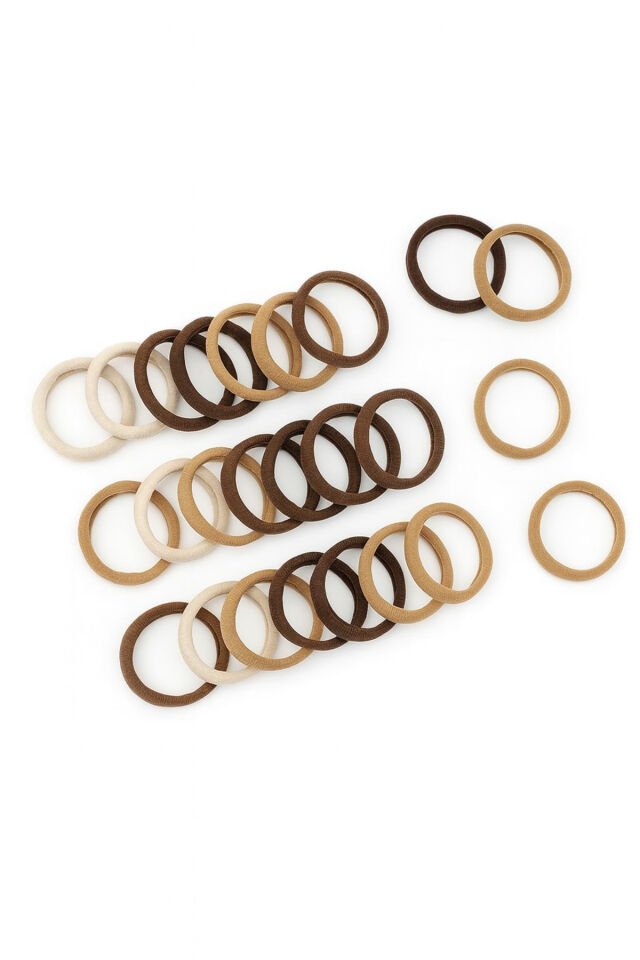 Kadın Büyük Boy Kahverengi Tonlar 50'li Lastik Toka Seti