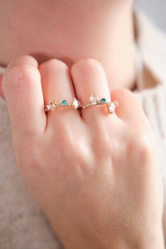 Gold 2'Lİ MİNİMAL, RENKLİ YÜZÜK