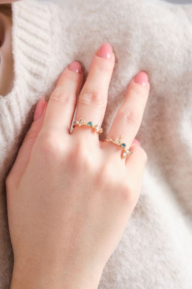 Gold 2'Lİ MİNİMAL, RENKLİ YÜZÜK