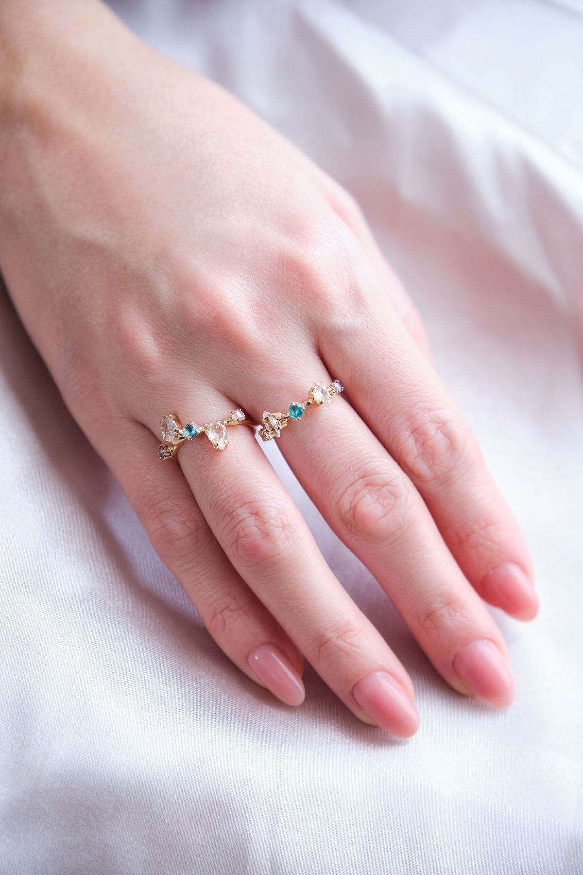 Gold 2'Lİ MİNİMAL, RENKLİ YÜZÜK