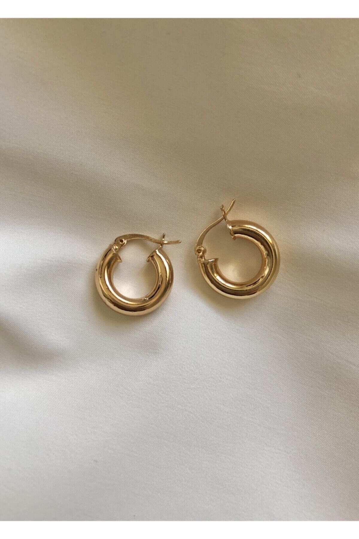 Kadın Vintage Altın Kaplama Gold Halka Küpe