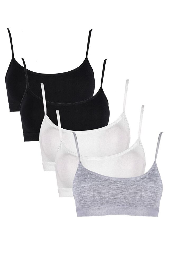 Kadın Renkli 5 Renk Askılı Pedli Yarım Atlet