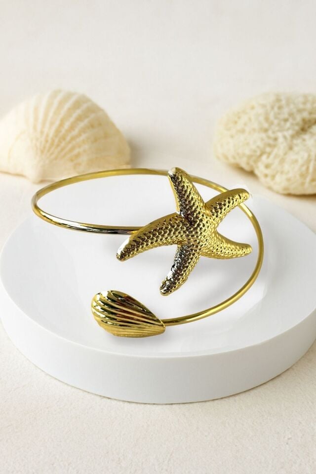 Gold Deniz Yıldızı Pazu Bandı Üst Kol Bilekliği Ayarlanabilir