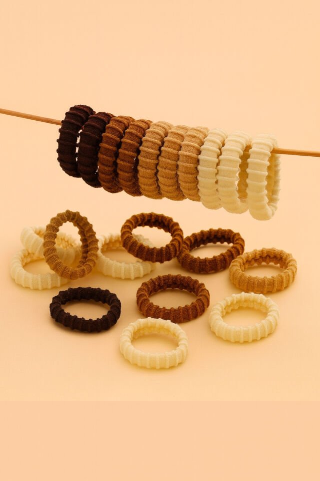 Kahverengi Siyah Gri Ultra Esnek Tırtıklı 20 Li Havlu Lastik Toka Seti