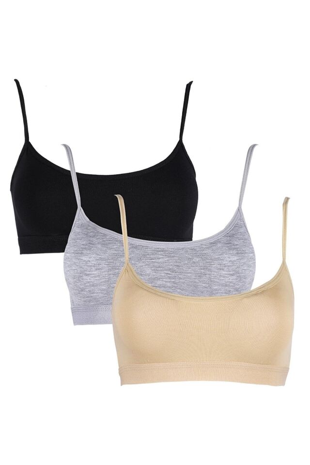 Kadın Renkli 3 Lü Ip Askılı Pedli Yarım Atlet