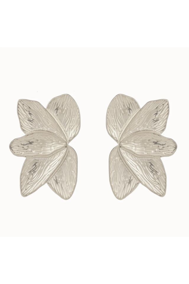 Gümüş Kaplama Lotus Yaprak Küpe