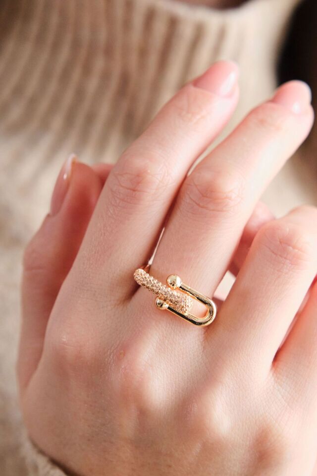 Gold Ayarlanabilir Tiffany Zirkon Taşlı Yüzük