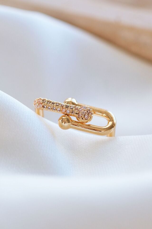Gold Ayarlanabilir Tiffany Zirkon Taşlı Yüzük