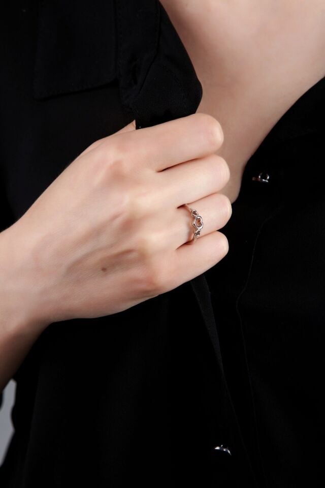 Kadın Gümüş Kaplama 3'lü Kalp Yüzük