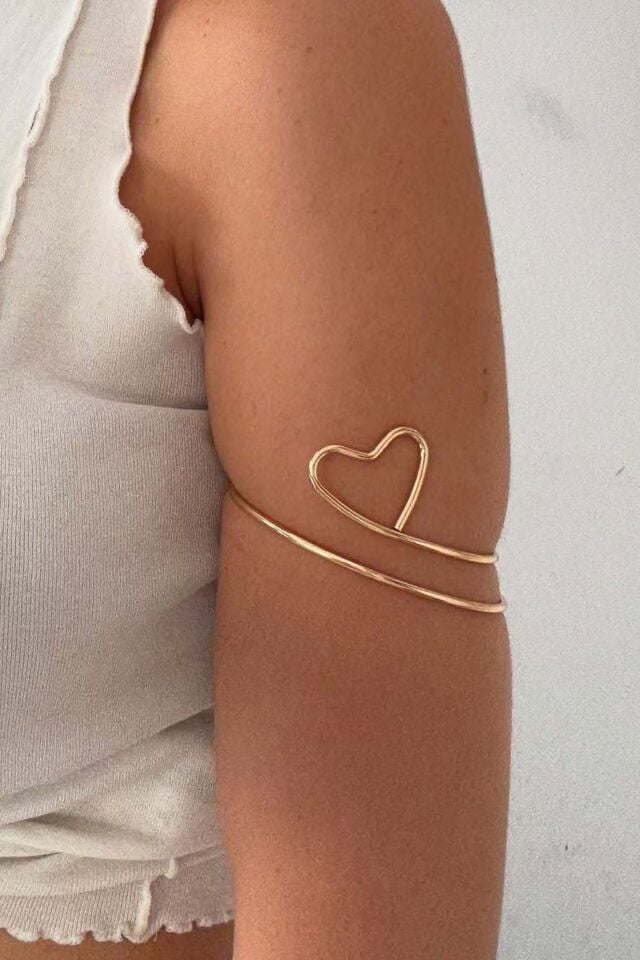 Gold Kalpli Pazu Bandı Üst Kol Bilekliği Ayarlanabilir