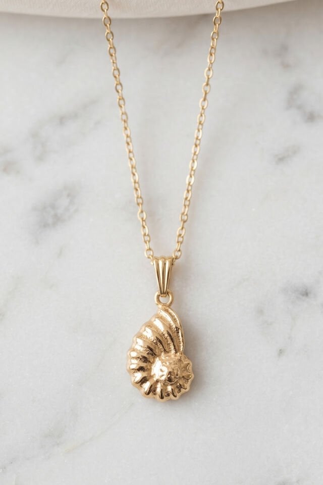Gold Deniz Kabuğu Kolye 45cm