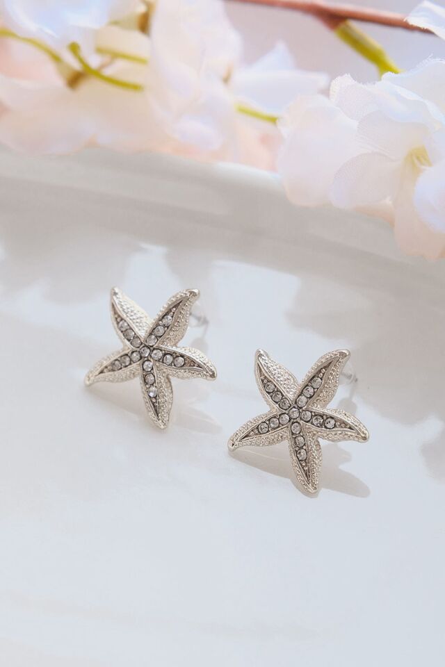 Silver Zirkon Taşlı Deniz Yıldızı Küpe