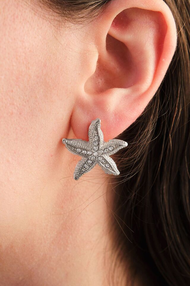Silver Zirkon Taşlı Deniz Yıldızı Küpe