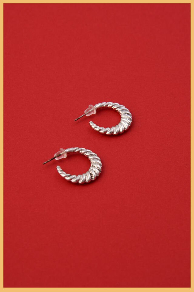 Gümüş Kaplama 2'li İnce Burgu Küpe Seti