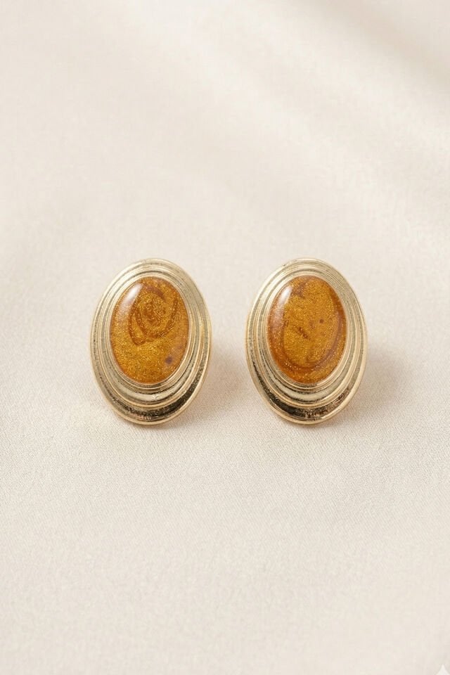 Gold Sarı Sedefli Silindir Küpe