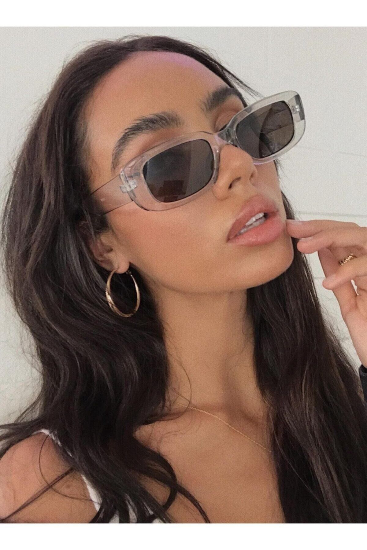 Chunky Frame Vintage Kahverengi Güneş Gözlüğü Şeffaf Siyah - Tek Ebat