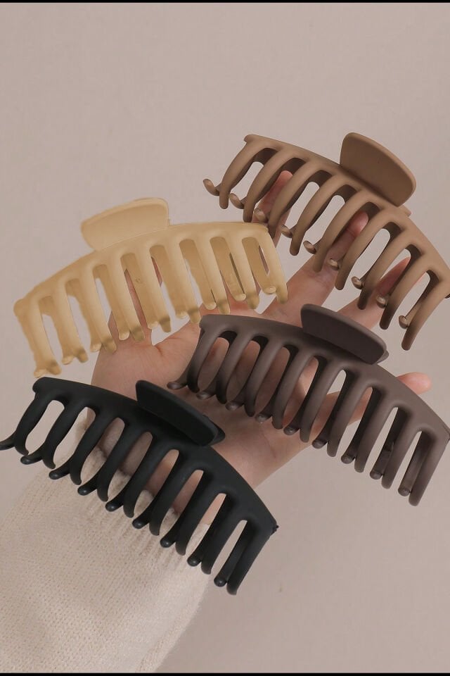 4'lü Set Mandal Toka Kadın Siyah Kahve Bej Büyük Boy (11CM)