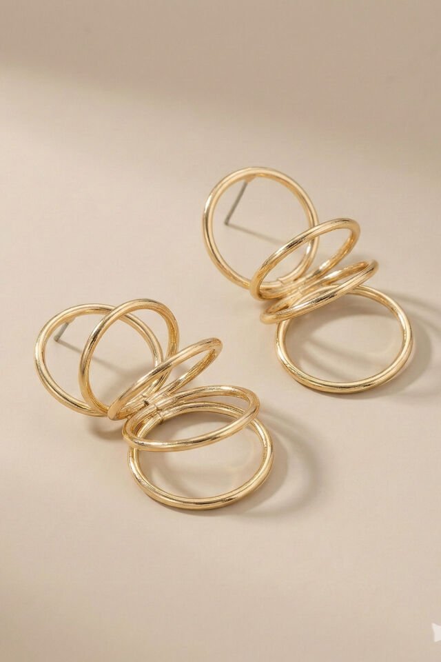 Gold Yay Halka Küpe