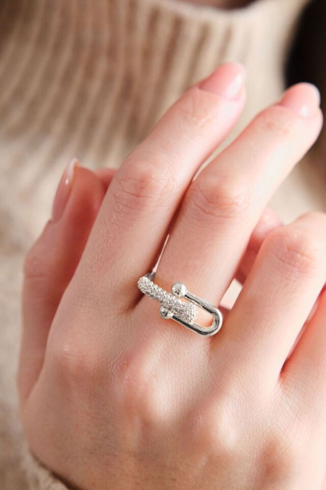 Silver Ayarlanabilir Tiffany Zirkon Taşlı Yüzük