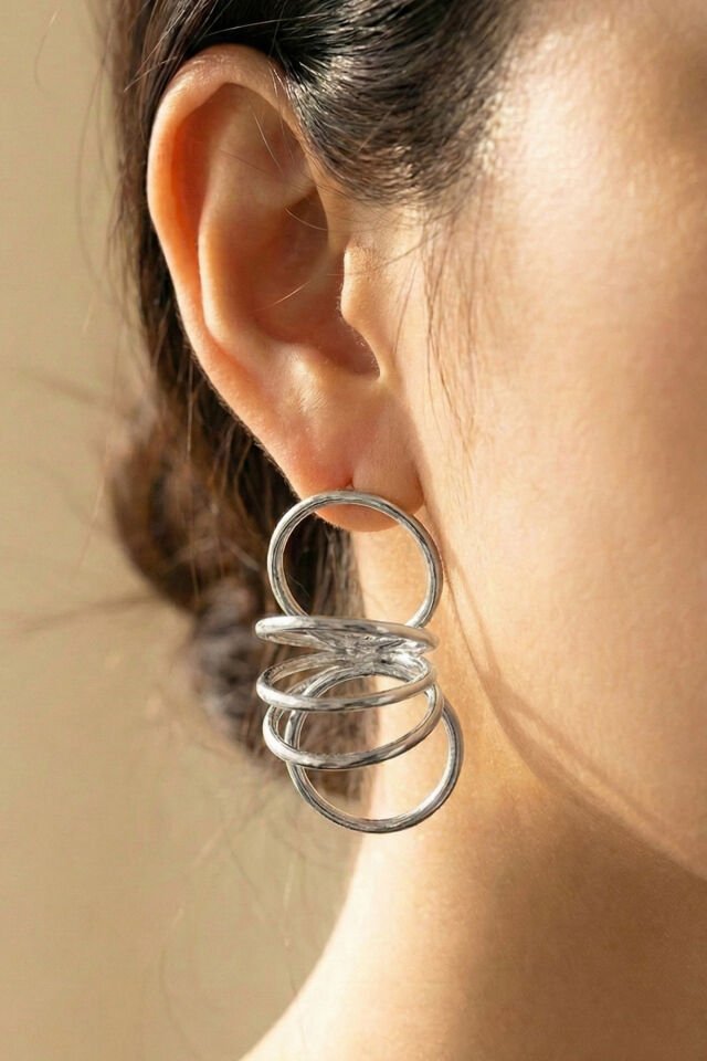 Silver Yay Halka Küpe