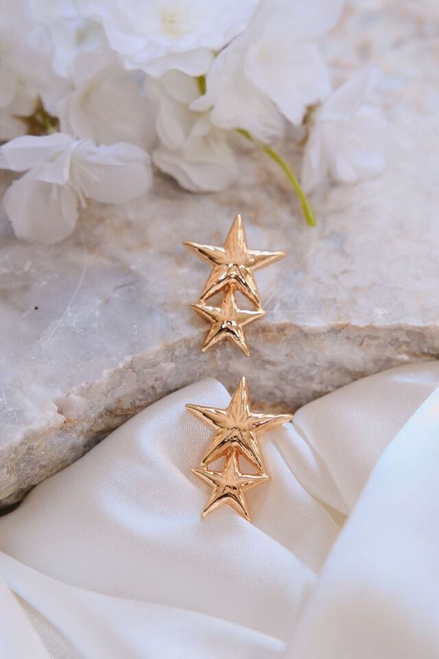 Altın Kaplama 2'li Yıldız Küpe