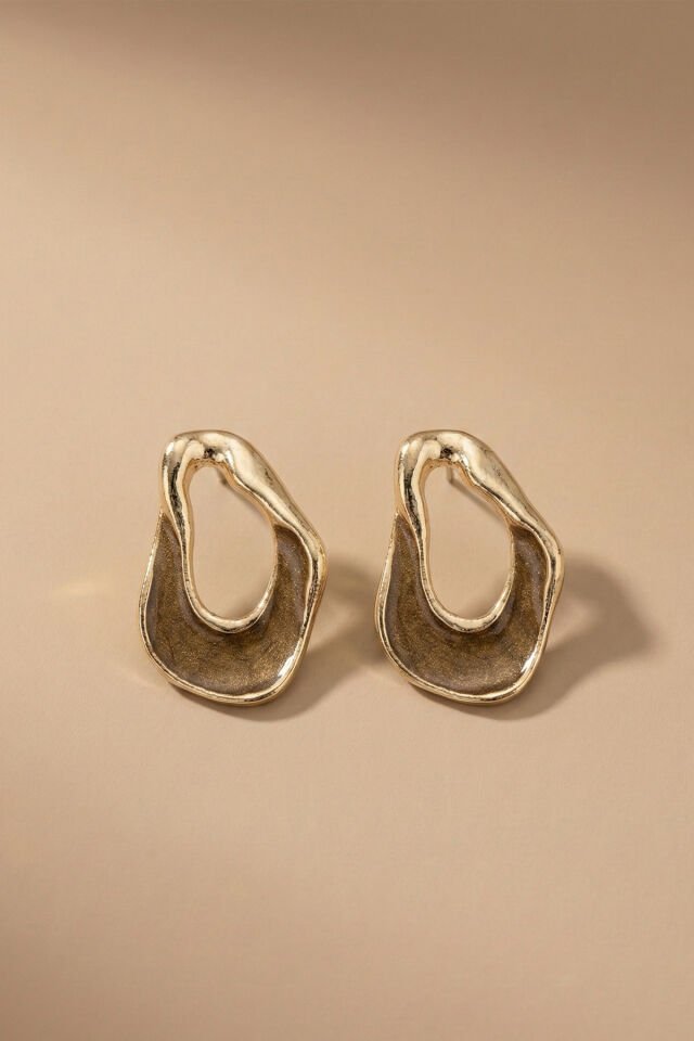 Gold Hole Kahverengi Mineli Küpe