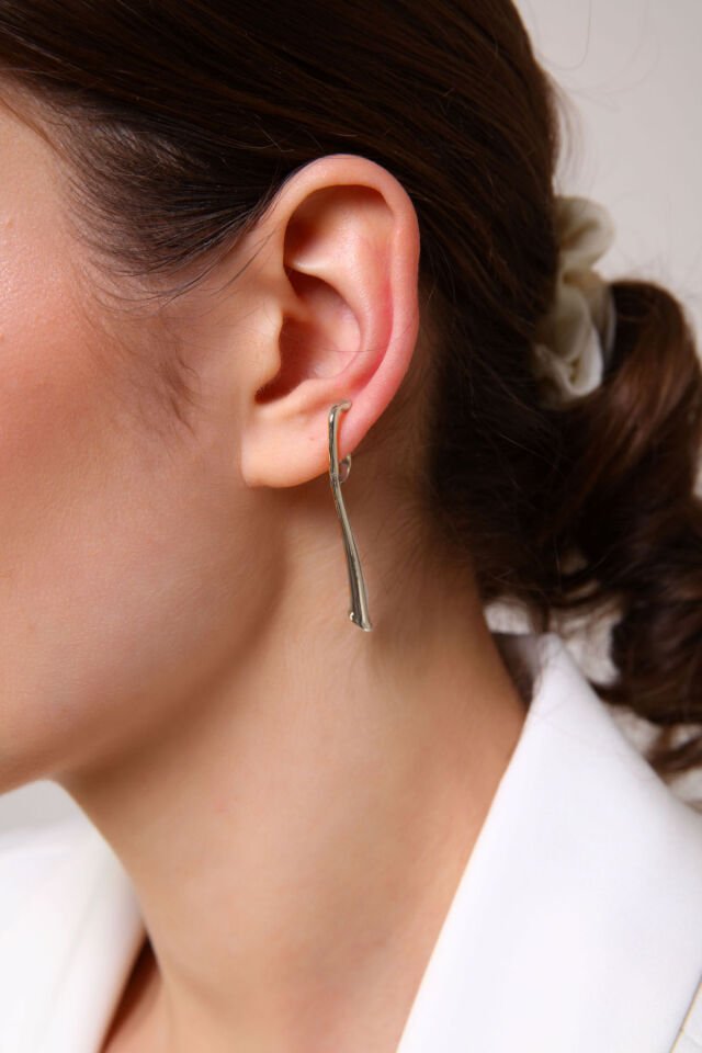 Kadın Gümüş Baston Şekilli küpe