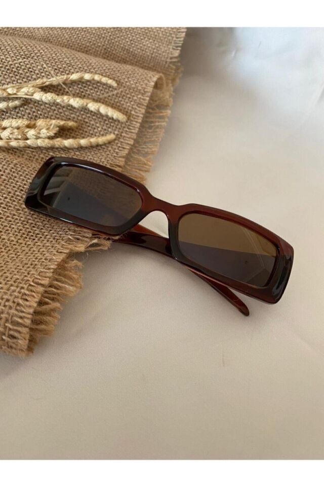 Vintage Model Baklava Desen Detaylı Kahverengi Unisex Güneş Gözlüğü