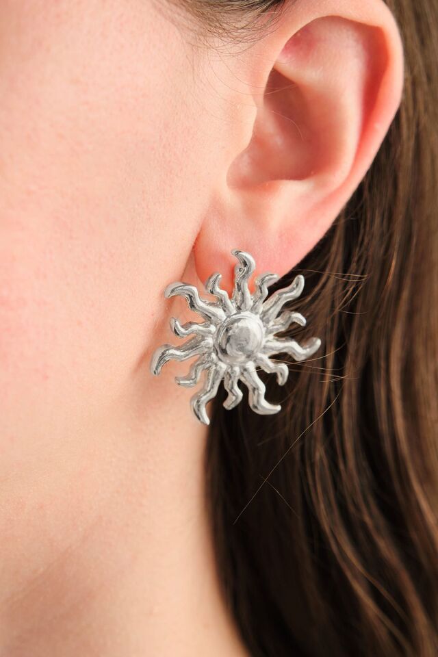 Silver Büyük Güneş Küpe