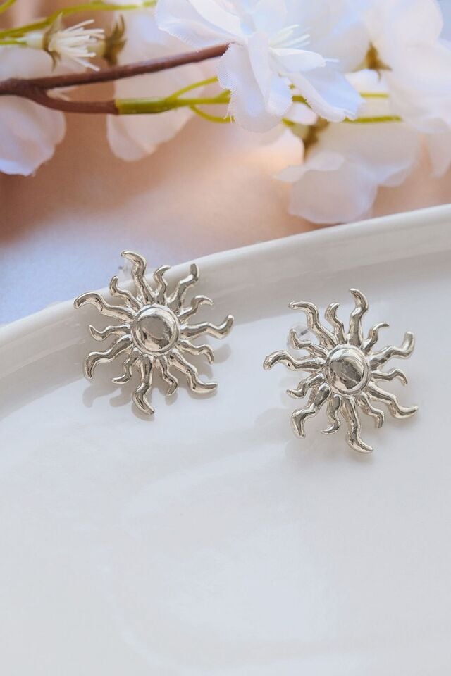 Silver Büyük Güneş Küpe