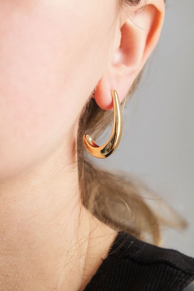 Altın Kaplama Parlak Ay Küpe