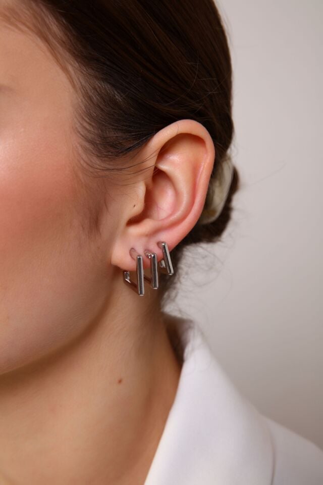 Kadın Gold 3'lü Kare Küpe Seti