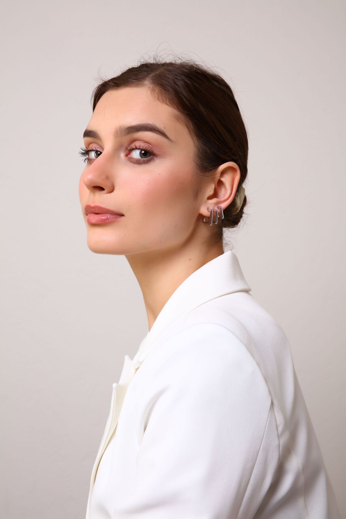 Kadın Gold 3'lü Kare Küpe Seti