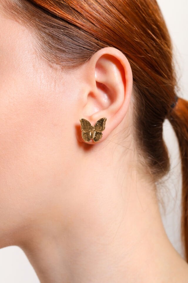 Kadın Altın Kaplama 2'li Kelebek Küpe Seti